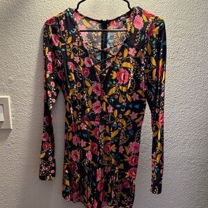 Express Floral Mini Dress - Black, Pink, Yellow